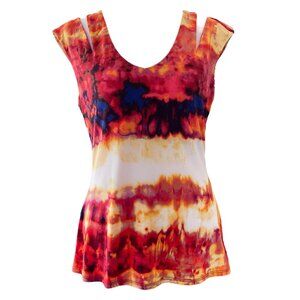 NWT Bold Elements Orange Yellow Red Purple Blue Sleeveless Shell Blouse Tank Top